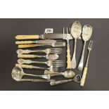 Collection of Silver plated cutlery to include a bottle opener with hallmarked Silver handle