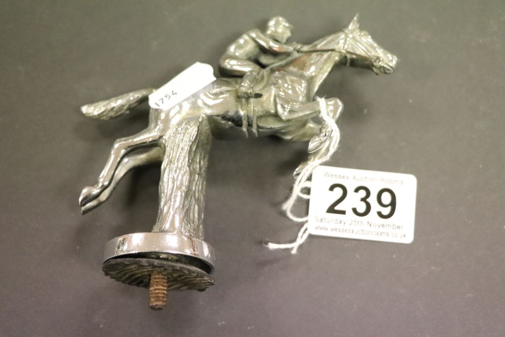 Vintage chrome finished Car Mascot in the form of a Horse & Jockey