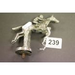 Vintage chrome finished Car Mascot in the form of a Horse & Jockey