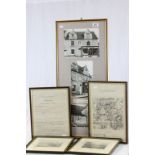 Framed & glazed prints and photographs to include a 19th Century map of Chippenham and Corsham