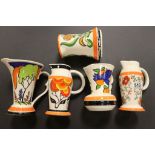 Four Wade ' The Gallery Collection ' Art Deco Style Jugs - Paradise, Sunburst, Nouvelle and Japanese