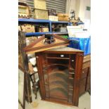 Victorian Mahogany Hanging Corner Cabinet, with break neck pediment, single hinged glazed door