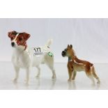 Beswick Jack Russell Terrier and a Ceramic Boxer Dog