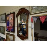 19th century Mahogany Framed Shaped Mirror