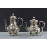 German hallmarked Silver Tea & Coffee pots