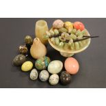 Collection of Stone and Onyx Fruit, Eggs, etc