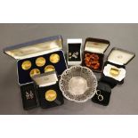 Collection of vintage boxed jewellery to include Silver, a WMF dish, Amber Necklace and Pandora &