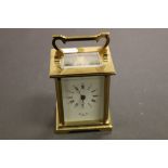 Vintage Brass Carriage clock, the Enamel dial marked Banand Freres Bicester