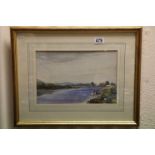 Framed and Glazed Watercolour of Brisbane Waters, Australia signed R M Thompson 1937