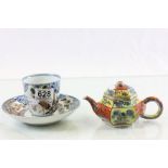Japanese ' Arita ' Tea Bowl and Saucer together with Japanese Tea Pot with Hexagonal Body