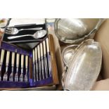 A quantity of items to include cased cutlery sets silverplate etc.