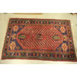 Small Eastern Red Ground Woollen Rug