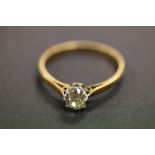 Ladies 18ct Gold, Platinum & yellow Diamond Solitaire ring