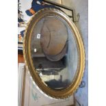 Gilt Framed Oval Mirror with bevelled edge