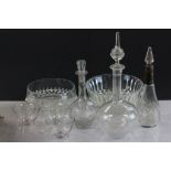 Collection of vintage glassware to include Decanters