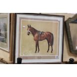Framed & glazed print of Red Rum 1979, signed in pencil by the trainer D McCain