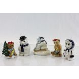 Collection of five Wade Christmas figures to include 1997 & 1998 Collectors Club Teddy models