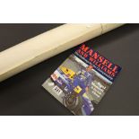 Vintage Nigel Mansell & Williams F1 book and a vintage F1 poster