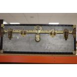 Large Metal and Brass Travelling Trunk / Suitcase