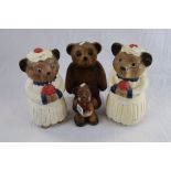 Four Carved Wooden Bears