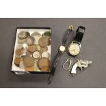 Gents Uno wristwatch, ladies Pulsar quartz, a cap gun and a small collection of vintage coins