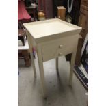 Cream Painted Side Table with Gallery Top and Two Drawers