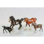 Collection of two Beswick Shire Horses and two other Beswick horses