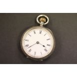 Hallmarked Silver cased Omega fob pocket watch with a leather pouch