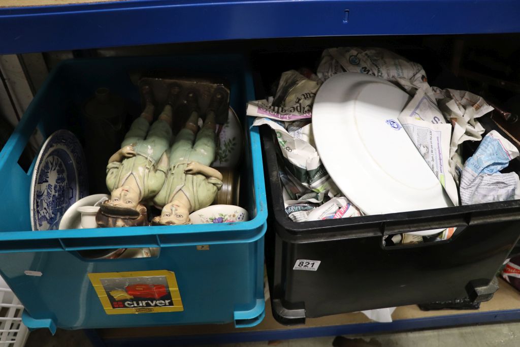 Two Tubs of Mixed Ceramics