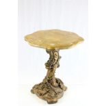 Marble Effect Top Centre Table on a Rococo Style Gilt Base