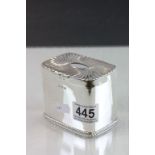 Hallmarked Silver Cigarette box with hinged lid, James Dixon & Sons Sheffield 1903
