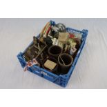 Crate of Mixed Collectables including Vintage Bookends