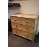 Victorian Small Pine Chest of Two Short over Two Long Drawers