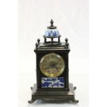 J W Benson Bronze & Ceramic mantle key wind clock