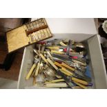 Box of vintage cutlery to include Silver plate