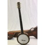 19th Century leather cased Banjo