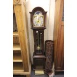 Contemporary Mahogany Cased Grandmother Clock, the gilt and silvered mood dial face marked Richard