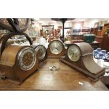 Four vintage wooden Mantle clocks to include Westminster Chimes example