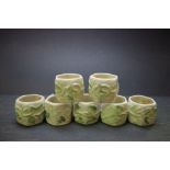 Seven Belleek Ivy & Shamrock pattern gold mark napkin rings circa 1980