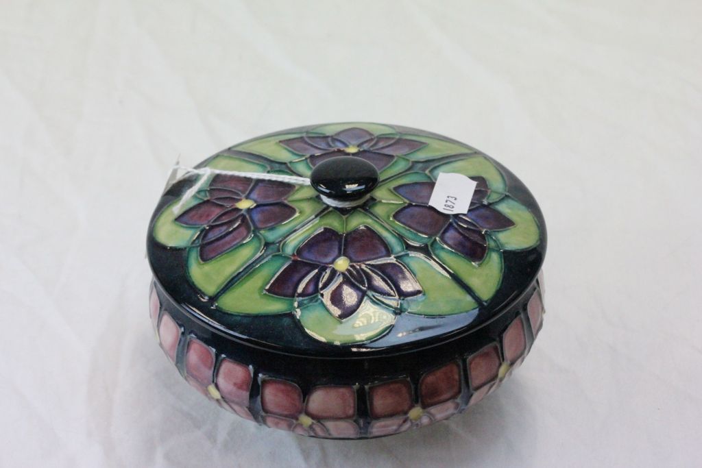 Moorcroft lidded pot with Mackintosh style floral design