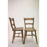 Pair of Victorian Elm Seated Lathe Back Windsor Chairs