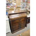 19th century French Walnut Washstand, the lift lid opening to reveal a slide forward marble and