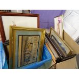 Two boxes of mixed Vintage framed prints & pictures