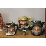 Three large Royal Doulton character jugs of The Veteran Motorist (D6633), Izaak Walton (D6404),