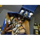 A box of mainly chronograph type watches