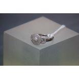 A silver and CZ panelled dress ring