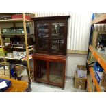 Stained Pine Glazed Cupboard on a Match Base