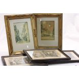 Group of five framed & glazed vintage prints to include 18th Century