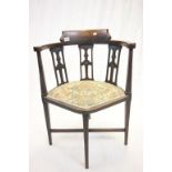 Early 20th century Mahogany Inlaid Corner Chair