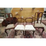 Pair of Victorian Balloon Back Dining Chairs together with Pair of Early 20th century Dining Chairs